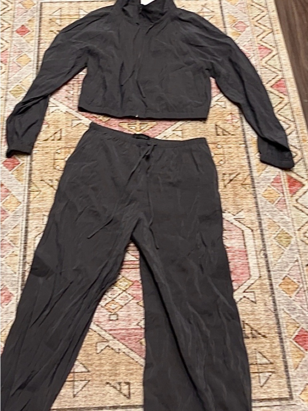Zara Two-Piece Charcoal Lounge Set - Cropped Jacket & Drawstring Pants